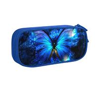 FLYIFE Grande trousse à crayons avec 2 compartiments Motif papillon Bleu, bleu, Taille unique, Cartable
