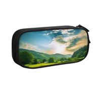 FLYIFE Grande trousse à crayons avec 2 compartiments - Motif paysage naturel - Pour filles, garçons, étudiants, école, bureau, université, noir, Noir , Taille unique, Cartable