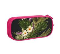 FLYIFE Grande trousse à crayons avec 2 compartiments - Motif plante fleurie - Pour filles, garçons, étudiants, école, bureau, université, noir, rose, Taille unique, Cartable