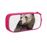 FLYIFE Grande trousse à crayons Bear avec 2 compartiments pour filles, garçons, étudiants, école, bureau, université, noir, rose, Taille unique, Cartable