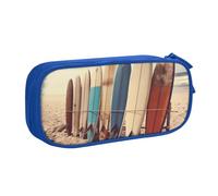 FLYIFE Grande trousse à crayons Boards on The Beach avec 2 compartiments pour filles, garçons, étudiants, école, bureau, université, noir, bleu, Taille unique, Cartable