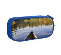 FLYIFE Grande trousse à crayons Canoe on Lake avec 2 compartiments pour filles, garçons, étudiants, école, bureau, université, noir, bleu, Taille unique, Cartable