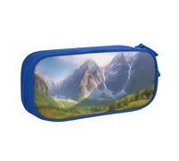 FLYIFE Grande trousse à crayons de voyage avec 2 compartiments - Motif paysage de montagne - Pour filles, garçons, étudiants, école, bureau, université, noir, bleu, Taille unique, Cartable