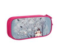 FLYIFE Grande trousse à crayons d'hiver avec 2 compartiments pour filles, garçons, étudiants, école, bureau, université, noir, rose, Taille unique, Cartable