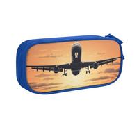 FLYIFE Grande trousse à crayons en forme d'avion avec 2 compartiments pour filles, garçons, étudiants, école, bureau, université, noir, bleu, Taille unique, Cartable