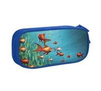 FLYIFE Grande trousse à crayons en forme de poisson avec 2 compartiments pour filles, garçons, étudiants, école, bureau, université, noir, bleu, Taille unique, Cartable