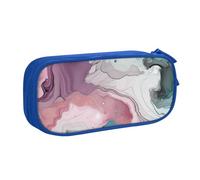 FLYIFE Grande trousse à crayons en marbre abstrait avec 2 compartiments pour filles, garçons, étudiants, école, bureau, université, noir, bleu, Taille unique, Cartable