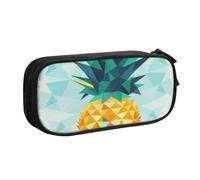 FLYIFE Grande trousse à crayons géométrique ananas avec 2 compartiments pour filles, garçons, étudiants, école, bureau, université, noir, Noir , Taille unique, Cartable