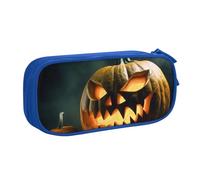 FLYIFE Grande trousse à crayons Halloween Night avec 2 compartiments pour filles, garçons, étudiants, école, bureau, université, noir, bleu, Taille unique, Cartable