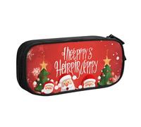 FLYIFE Grande trousse à crayons Merry Christmas Art avec 2 compartiments pour filles, garçons, étudiants, école, bureau, université, noir, Noir , Taille unique, Cartable