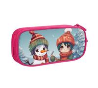 FLYIFE Grande trousse à crayons Merry Christmas avec 2 compartiments pour filles, garçons, étudiants, école, bureau, université, noir, rose, Taille unique, Cartable