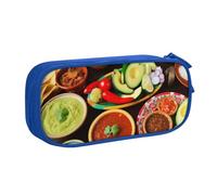 FLYIFE Grande trousse à crayons mexicaine avec 2 compartiments pour filles, garçons, étudiants, école, bureau, université, noir, bleu, Taille unique, Cartable