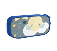 FLYIFE Grande trousse à crayons Moon Cloud Star avec 2 compartiments pour filles, garçons, étudiants, école, bureau, université, noir, bleu, Taille unique, Cartable