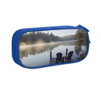 FLYIFE Grande trousse à crayons Morning at The Lake avec 2 compartiments pour filles, garçons, étudiants, école, bureau, université, noir, bleu, Taille unique, Cartable