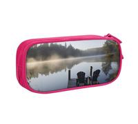 FLYIFE Grande trousse à crayons Morning at The Lake avec 2 compartiments pour filles, garçons, étudiants, école, bureau, université, noir, rose, Taille unique, Cartable