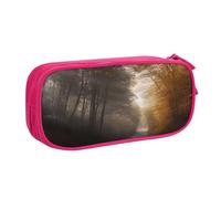 FLYIFE Grande trousse à crayons Road and Leaves avec 2 compartiments pour filles, garçons, étudiants, école, bureau, université, noir, rose, Taille unique, Cartable