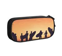 FLYIFE Grande trousse à crayons Silhouette of Surfer People avec 2 compartiments pour filles, garçons, étudiants, école, bureau, université, noir, Noir , Taille unique, Cartable
