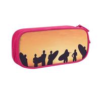 FLYIFE Grande trousse à crayons Silhouette of Surfer People avec 2 compartiments pour filles, garçons, étudiants, école, bureau, université, noir, rose, Taille unique, Cartable