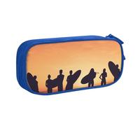 FLYIFE Grande trousse à crayons Silhouette of Surfer People avec 2 compartiments pour filles, garçons, étudiants, école, bureau, université, noir, bleu, Taille unique, Cartable