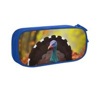 FLYIFE Grande trousse à crayons Turquie et feuilles avec 2 compartiments pour filles, garçons, étudiants, école, bureau, université, noir, bleu, Taille unique, Cartable