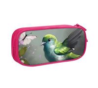 FLYIFE Green Bird Grande trousse à crayons avec 2 compartiments pour filles, garçons, étudiants, école, bureau, université, noir, rose, Taille unique, Cartable