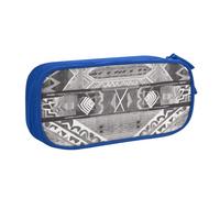 FLYIFE Grey_Tribal Grande trousse à crayons avec 2 compartiments pour filles, garçons, étudiants, école, bureau, université, noir, bleu, Taille unique, Cartable