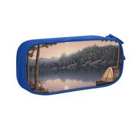 FLYIFE Lake Camping Grande trousse à crayons avec 2 compartiments pour filles, garçons, étudiants, école, bureau, université, noir, bleu, Taille unique, Cartable
