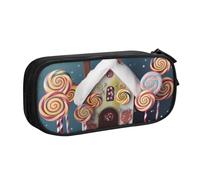 FLYIFE Lollipops Grande trousse à crayons avec 2 compartiments Motif sapins de Noël pour filles garçons étudiants école bureau université Noir, Noir , Taille unique, Cartable