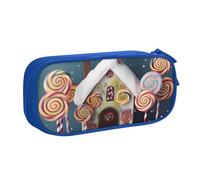 FLYIFE Lollipops Grande trousse à crayons avec 2 compartiments Motif sapins de Noël pour filles garçons étudiants école bureau université Noir, bleu, Taille unique, Cartable