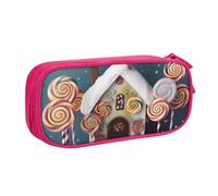 FLYIFE Lollipops Grande trousse à crayons avec 2 compartiments Motif sapins de Noël pour filles garçons étudiants école bureau université Noir, rose, Taille unique, Cartable