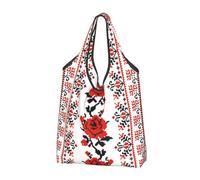 FLYIFE Lot de 2 sacs fourre-tout pliables avec imprimé de roses ukrainiennes - Respectueux de l'environnement, léger et durable, Rose de style broderie ukrainien., Taille unique