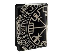 FLYIFE Magical Design Étui de passeport en similicuir avec boussole et runes nordiques pour homme et femme, Noir , Taille unique
