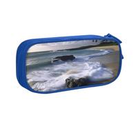 FLYIFE Puerto Rico Beach Grande trousse à crayons avec 2 compartiments pour filles, garçons, étudiants, école, bureau, université, noir, bleu, Taille unique, Cartable