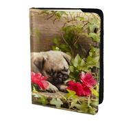 FLYIFE Puppys Étui de passeport en cuir avec imprimé carlin de 14 cm pour homme et femme, Noir , Taille unique