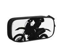 FLYIFE Rider Silhouette Grande trousse à crayons avec 2 compartiments pour filles, garçons, étudiants, école, bureau, université, noir, Noir , Taille unique, Cartable