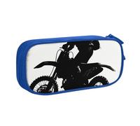 FLYIFE Rider Silhouette Grande trousse à crayons avec 2 compartiments pour filles, garçons, étudiants, école, bureau, université, noir, bleu, Taille unique, Cartable
