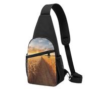 FLYIFE Sac à bandoulière décontracté avec pierres de massage avec imprimé floral pour homme et femme, Champ de blé doré, Taille unique