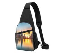 FLYIFE Sac à bandoulière imprimé parfum tendance pour homme et femme, sac à dos à bandoulière décontracté, Chicago Downtown Sunset, Taille unique