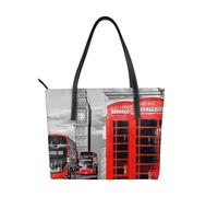 FLYIFE Sac à main rétro en cuir synthétique imprimé téléphone de Londres Angleterre UK pour femme Sac à bandoulière pour l'école, le travail, le shopping, les voyages, Noir , Taille unique
