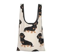 FLYIFE Sac à provisions à bandoulière imprimé geisha japonais pour femme, sac fourre-tout pliable durable et imperméable, Teckel, Taille unique