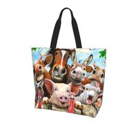 FLYIFE Sac de courses à bandoulière imprimé geisha japonais pour femme - Sac fourre-tout de grande capacité pour les courses et le rangement, Animaux de la ferme, Taille unique