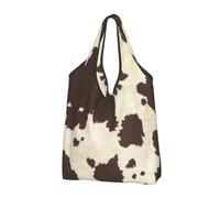 FLYIFE Sac fourre-tout pliable imprimé fourrure de vache - Sac de courses respectueux de l'environnement, léger et durable, 2 pièces, Imprimé fourrure de vache., Taille unique