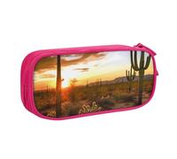 FLYIFE Saguaros at Sunset Grande trousse à crayons avec 2 compartiments pour filles, garçons, étudiants, école, bureau, université, noir, rose, Taille unique, Cartable