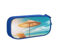 FLYIFE Summer Beach Grande trousse à crayons avec 2 compartiments pour filles, garçons, étudiants, école, bureau, université, noir, bleu, Taille unique, Cartable