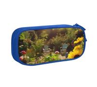 FLYIFE Sunny Garden Grande trousse à crayons avec 2 compartiments pour filles, garçons, étudiants, école, bureau, université, noir, bleu, Taille unique, Cartable