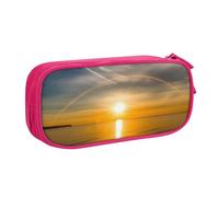 FLYIFE Sunrise Horizon Grande trousse à crayons avec 2 compartiments pour filles, garçons, étudiants, école, bureau, université, noir, rose, Taille unique, Cartable