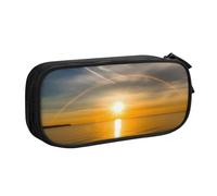 FLYIFE Sunrise Horizon Grande trousse à crayons avec 2 compartiments pour filles, garçons, étudiants, école, bureau, université, noir, Noir , Taille unique, Cartable