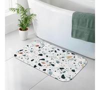 FLYIFE Tapis de bain Terrazzo - Motif marbre pastel - 80 x 50 cm - Antidérapant - Terre de diatomée - Tapis de salle de bain absorbant