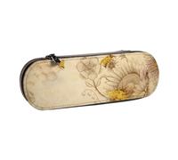 FLYIFE Trousse à crayons en cuir imprimé gris et jaune pour étudiant, école, bureau, université - Sac de papeterie pour stylos, clés, etc, Rural Honey Bees Fleurs sauvages, Taille unique, Cartable