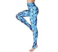 FLYILY Leggings d'entraînement pour Femmes Pantalons de Yoga à Haute ,L,Blueprint